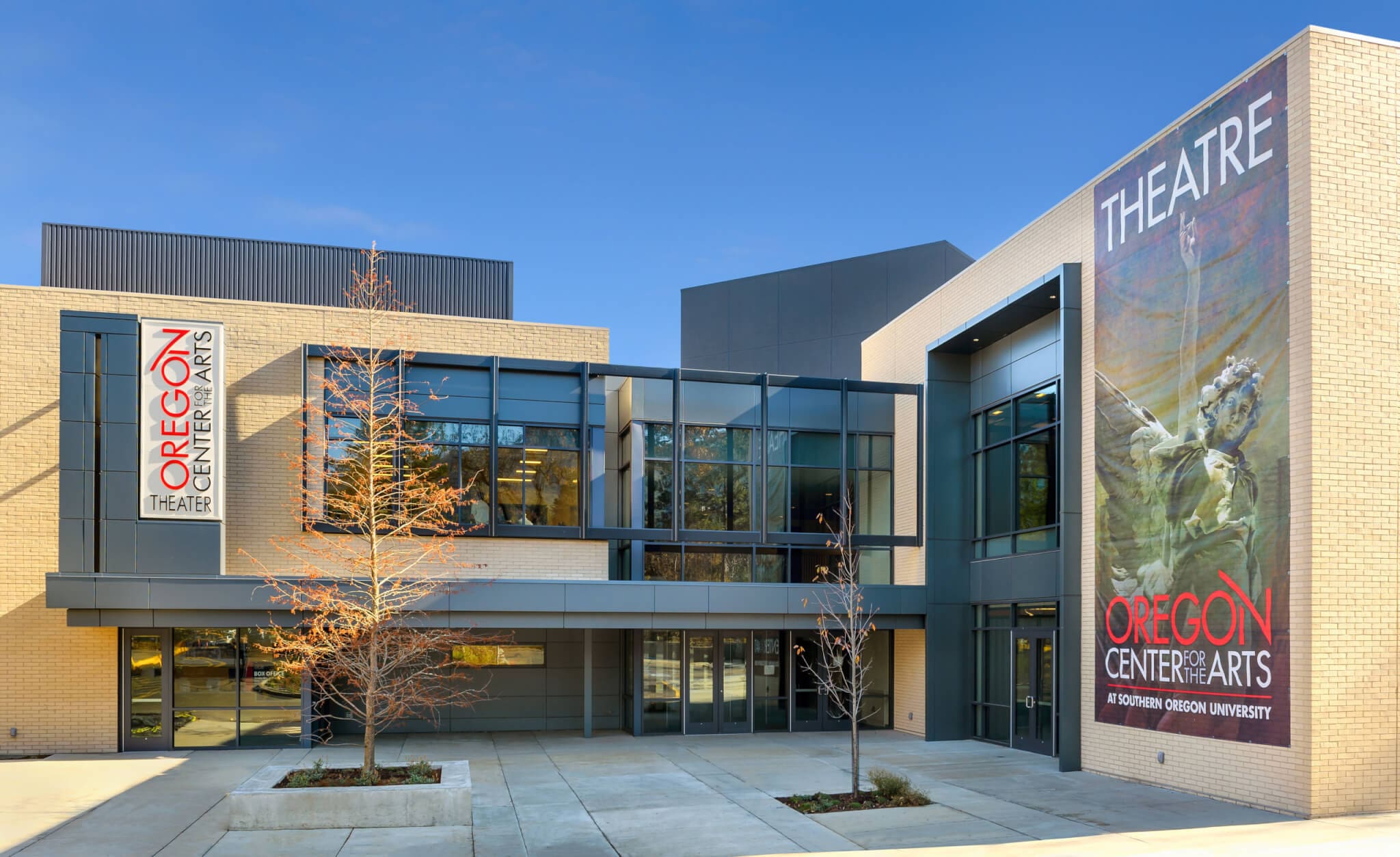 Southern Oregon Unviersity's Theatre and Jefferson Public Radio building. Designed by  TVA Architects constructed by Ausland Group.