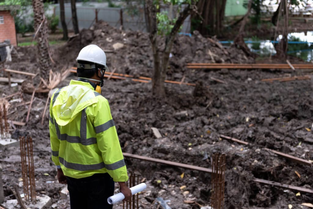 Engineer Inspecting Foundation